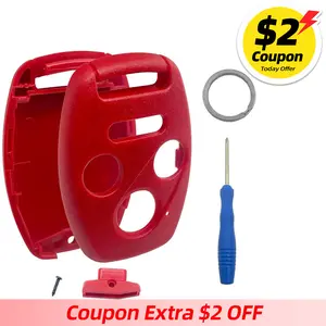 Key Fob Case Replacement for Honda Accord 2003-2012 / Civic EX 2006-2013 / Pilot 2009-2015 / CR-V 2005-2006 Keyless Entry Car Key Fob Shell - Cutting NOT Required (Red) Covers Automotive