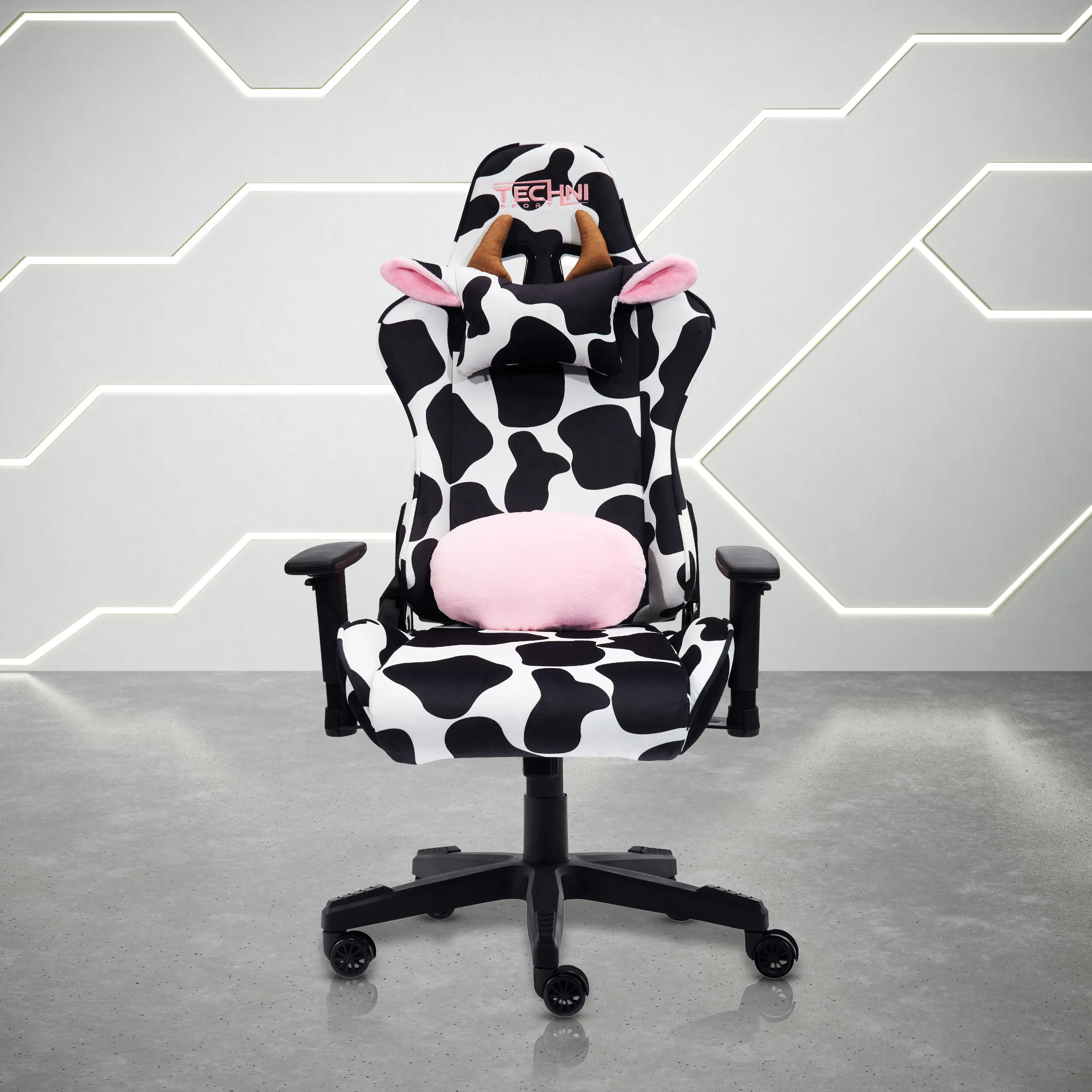 Techni Sport TS85 Luxx Series Gaming Chair with Memory Foam Seat, Black/White Cow Print RTA-TS85-COW RTA Products LLC