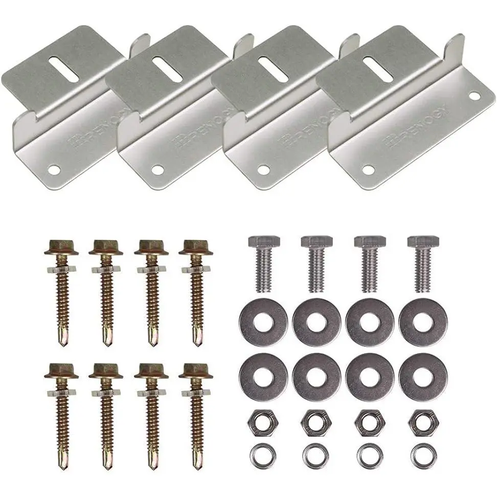 Renogy Solar Panel Mounting Z Brackets Lightweight Aluminum Corrosion-Free Construction for RVs, Trailers, Boats, Yachts, Wall and Other Off Gird Roof Installation, one set of 4 Units,Gray