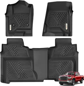 OEDRO Floor Mats Compatible with 2014-2018 Chevy Silverado/GMC Sierra 1500 Crew Cab, 2015-2019 Silverado/Sierra 2500 HD/3500 HD Crew Cab, 1st & 2nd Row