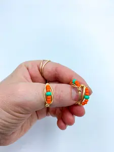 Tropics Seed Bead Wire Wrapped Ring