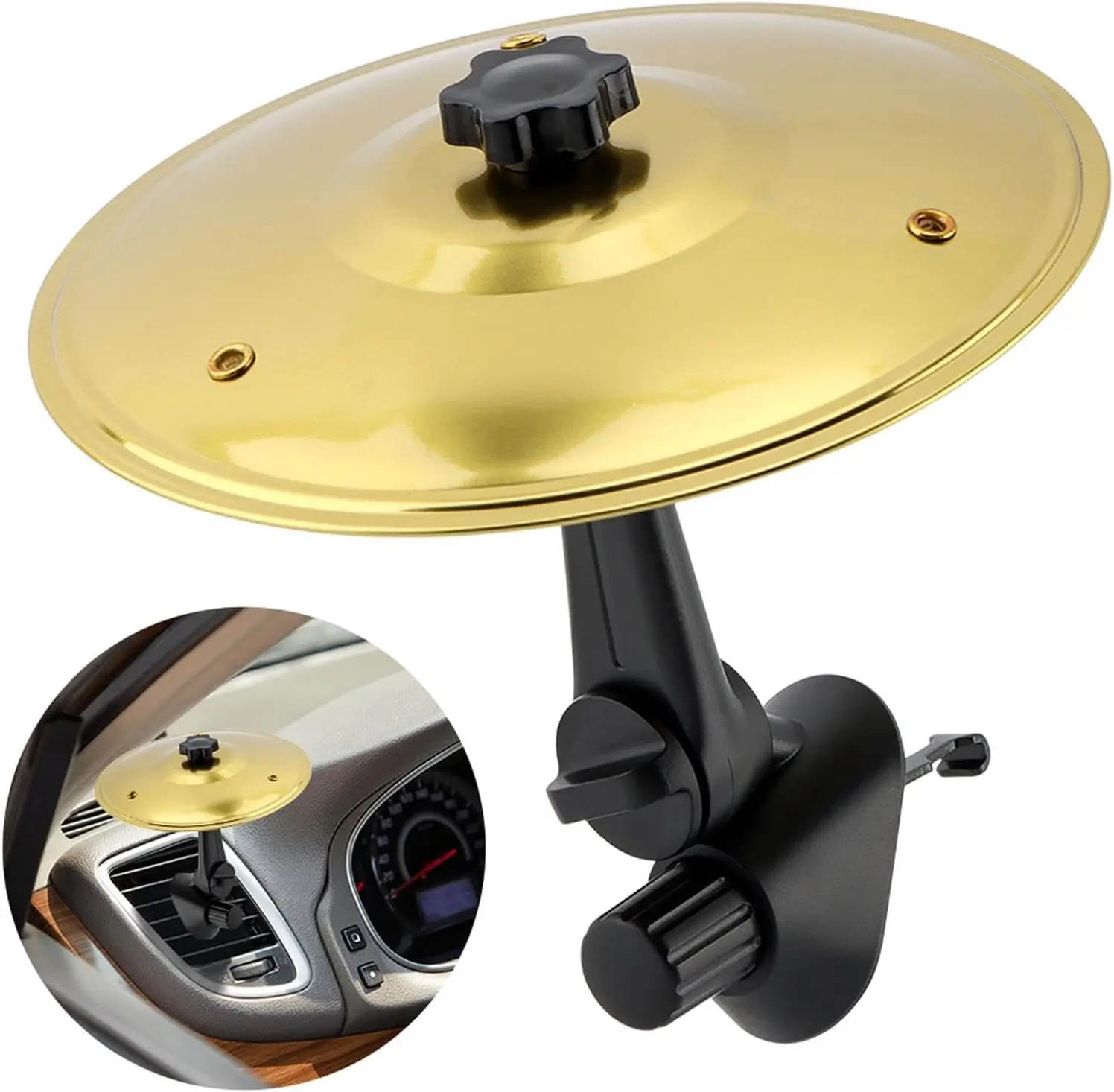 CarCymbal Fun Air Vent Clip Drum Cymbal - Easy Clip-On Mini Percussion Accessory for Music Lovers, Compact Durable Car Accessory for Cars, Carpooling, Safety First, Parking, Loud Sound, All Vehicle Types, Easy Installation