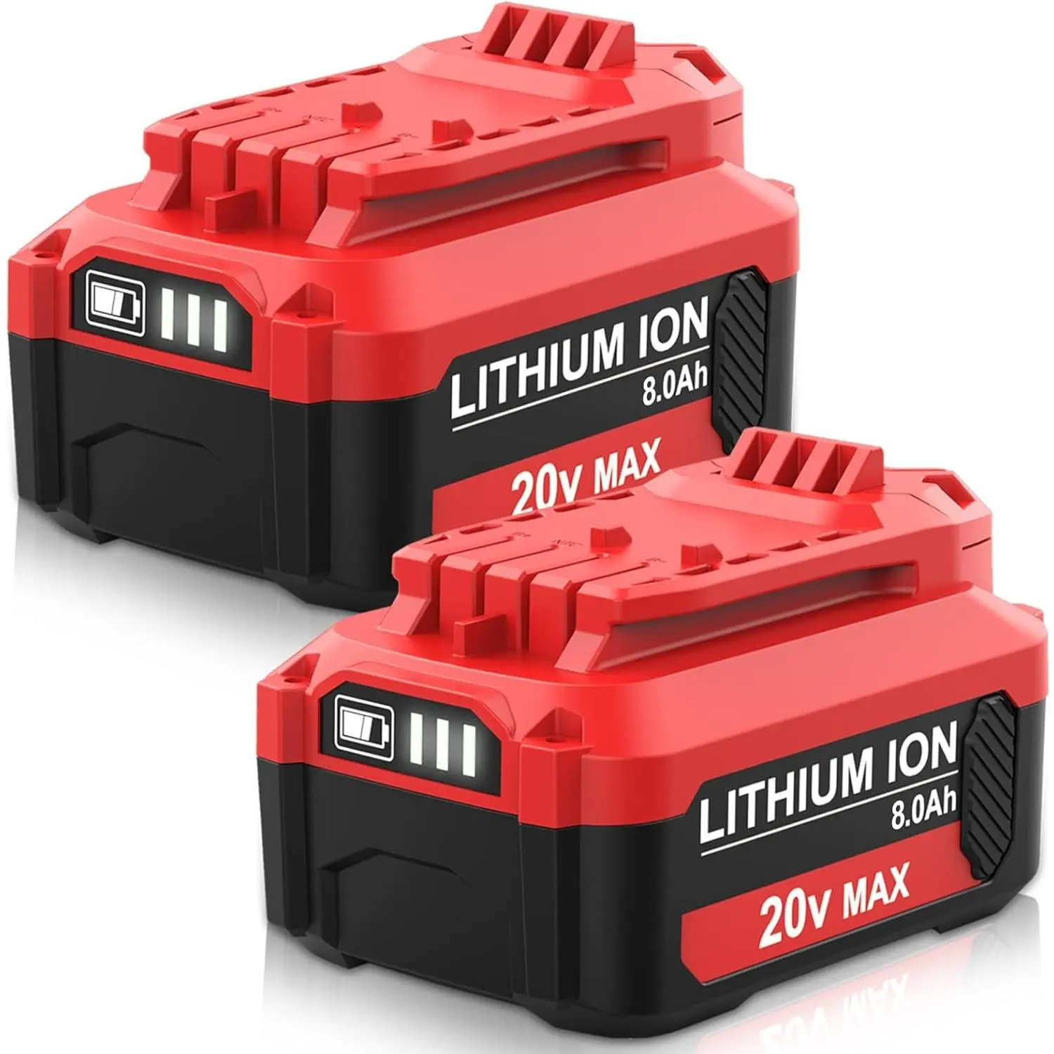 Craftsman Replacement Pack, 2-Pack 2*20V 8000mAh Lithium-Ion Replacement Batteries (CMCB206), Compatible with Craftsman 20V V20 Series Cordless Power Tools (CMCB202, CMCB204, CMCB201, CMCB209, CMCB205, CMCS500), Red