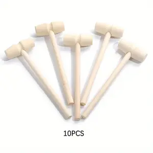 10pcs Mini Wooden Hammer Set Hand Tools, Diy Tools - Versatile for Chocolate, Crafts & Lobster Mallets - Perfect for Birthday & Wedding Party Favors
