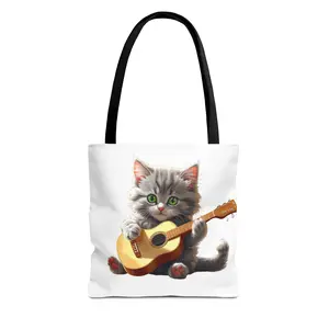 Cat Guitar Tote Bag, Cute Cat Bag, Music Lover's Tote, Pet Lover Gift, Funny Cat Accessory, Gift for Cat Moms