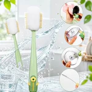 5-in-1 Bottle&Straw Cleaning Brush, Innovative Push-Press Foaming Bottle Brush Kit, Multifunctional Cleaner for Baby Bottles, Breast Pumps, Nipples, Cups and Straws