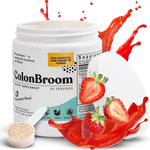 Psyllium Husk Powder (Strawberry) - Colon Cleanse for Bloating Relief & Gut Health - Colon Broom Fiber Powder Drink - Vegan, Gluten Free, Non-GMO Fiber Powder Supplement, 30 Servings Herbal Probiotic Cleansing Optimum