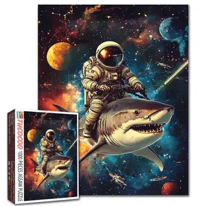 Tucocoo Astronaut Riding Shark Space Adventure Art 1000 Pieces Jigsaw Puzzle, Cosmic Galaxy Design, Relaxing Family Game for Stress Relief, Brain Challenge Activity, Decorative Wall Art, Creative Gift for Adults and Seniors 27.5x20inch(70x50cm)