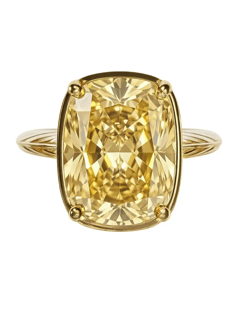 Sterling Silver Elongated Cushion Light Yellow CZ Cocktail Ring