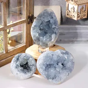 Intuitive Crystal 4 All Celestite Decorative Pieces for Home Decorations Unique Natural Stone Artwork in Spheres Towers & Flames Shapes High-Quality Craftsmanship Heart and Egg Shapes