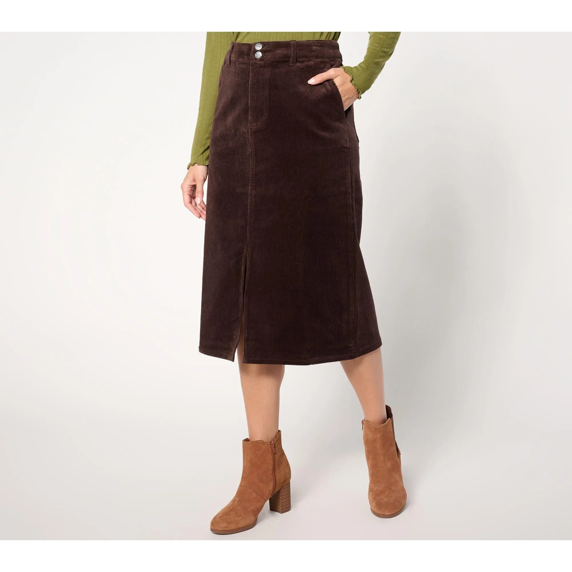 Me by Jennie Garth Regular Colette Corduroy Midi Skirt