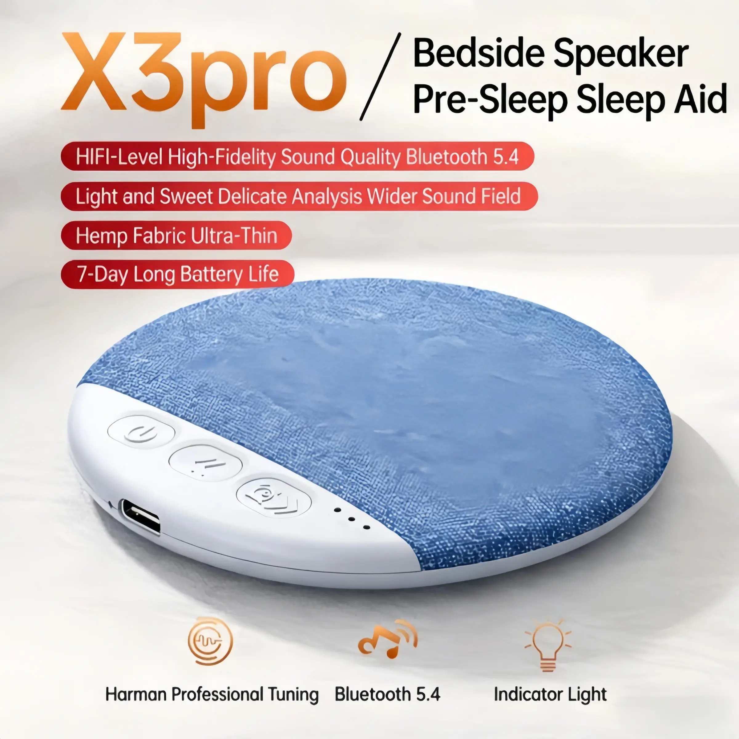 Bluetooth pillow speaker, Wireless Speaker, Wireless Bt Speaker, helping you sleep well. Simple design, no need for headphones. Bluetooth technology, providing a comfortable listening experience. Ideal gift for holidays. Rechargeable Wireless Speaker