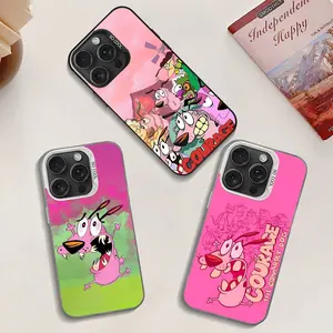 Retro Pink Animated Scared Dog 90s Cartoon Collage Durable Shockproof Cellphone Case, Protective Accessories for iPhone 11-17 Pro Max, Fan-Focused Handheld Device Cover