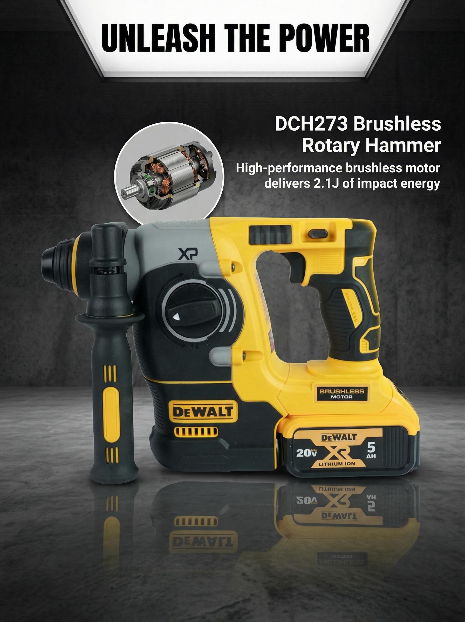 DEWALT DCH273 20V Cordless Brushless Rotary Hammer for Construction Work