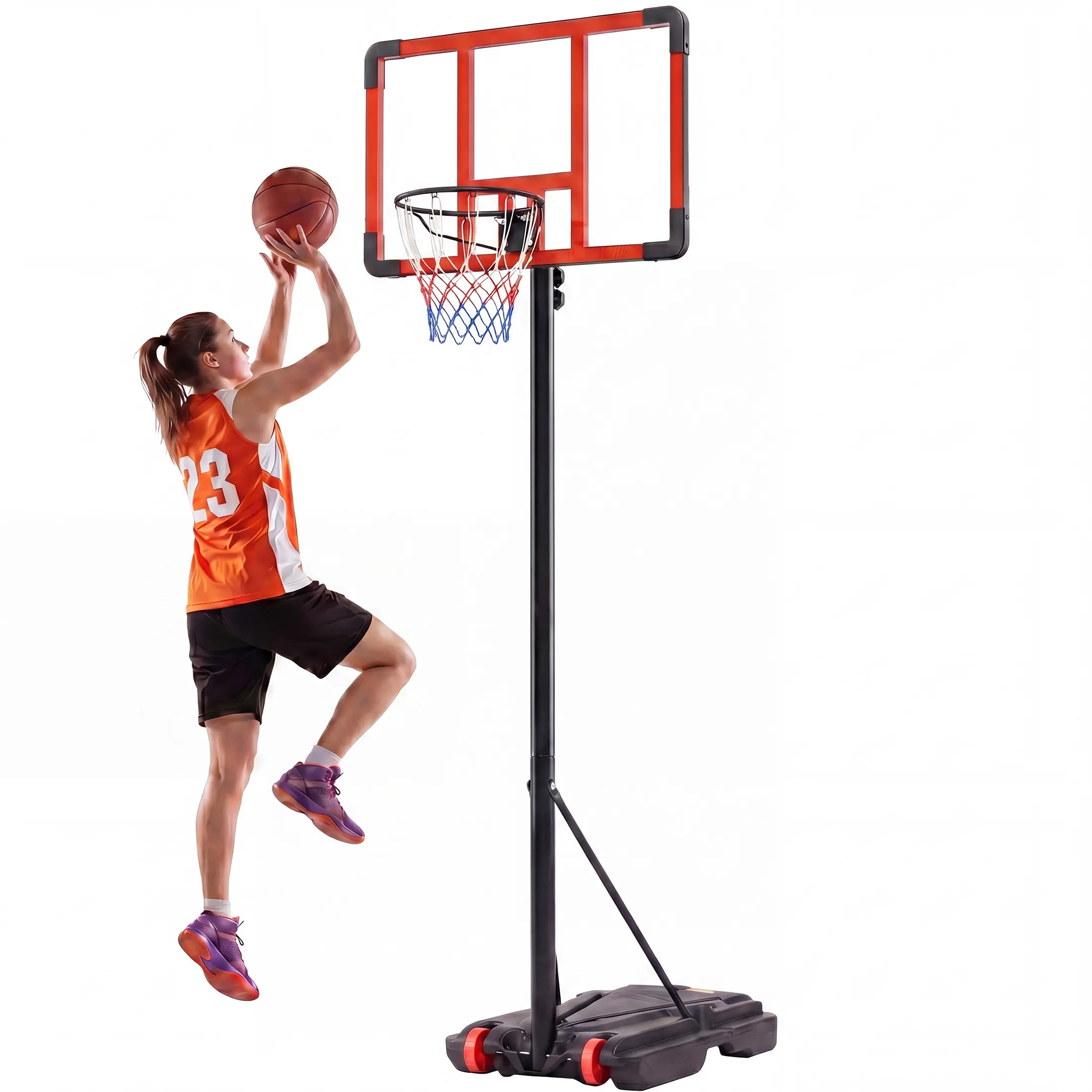 Adjustable Basketball Hoop–Portable Indoor Outdoor System 5.08 To 8.53 Ft – Family Basketball Goal With Sturdy Base And Wheels