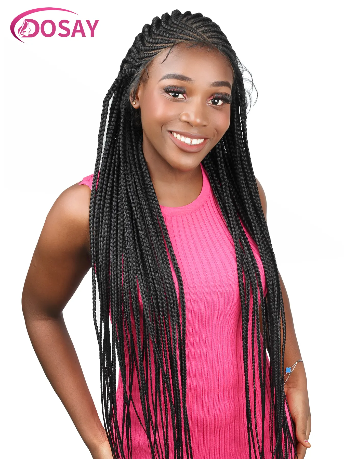 Box Braid Side Parted Synthetic Long Wig Full Lace Straight Cornrow Braid Wig 36 Inch Knotless Cornrow Braid Wig for Black Women with Baby Hair