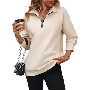 Half Zip Sweatshirts for Women, Quarter Zip Long Sleeve Hoodies Sweaters Fleece Pullover Top Fall Winter Clothes