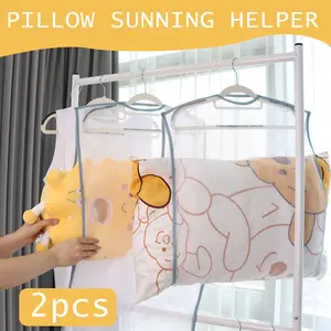 2 Counts Hanging Pillow Drying Rack Net, Multicolor Ventilated Mesh Bags to Protect Shape & Accelerate Drying