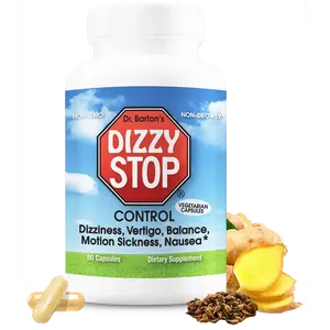 Dr. Barton’s Dizzy Stop Capsules – Natural Support for Dizziness, Vertigo & Balance | Motion Sickness Relief Supplement | 80 Capsules | Non-GMO, Vegan Healthcare