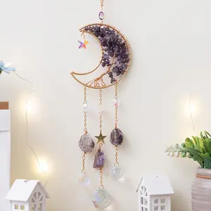 Moon Design Hanging Decor, 1 Count Artificial Crystal Decor Sun Catcher, Courtyard Garden Living Room Window Decoration, Home Decor, Interior Wall Decor, Hanging Ornaments, Gift for Friends