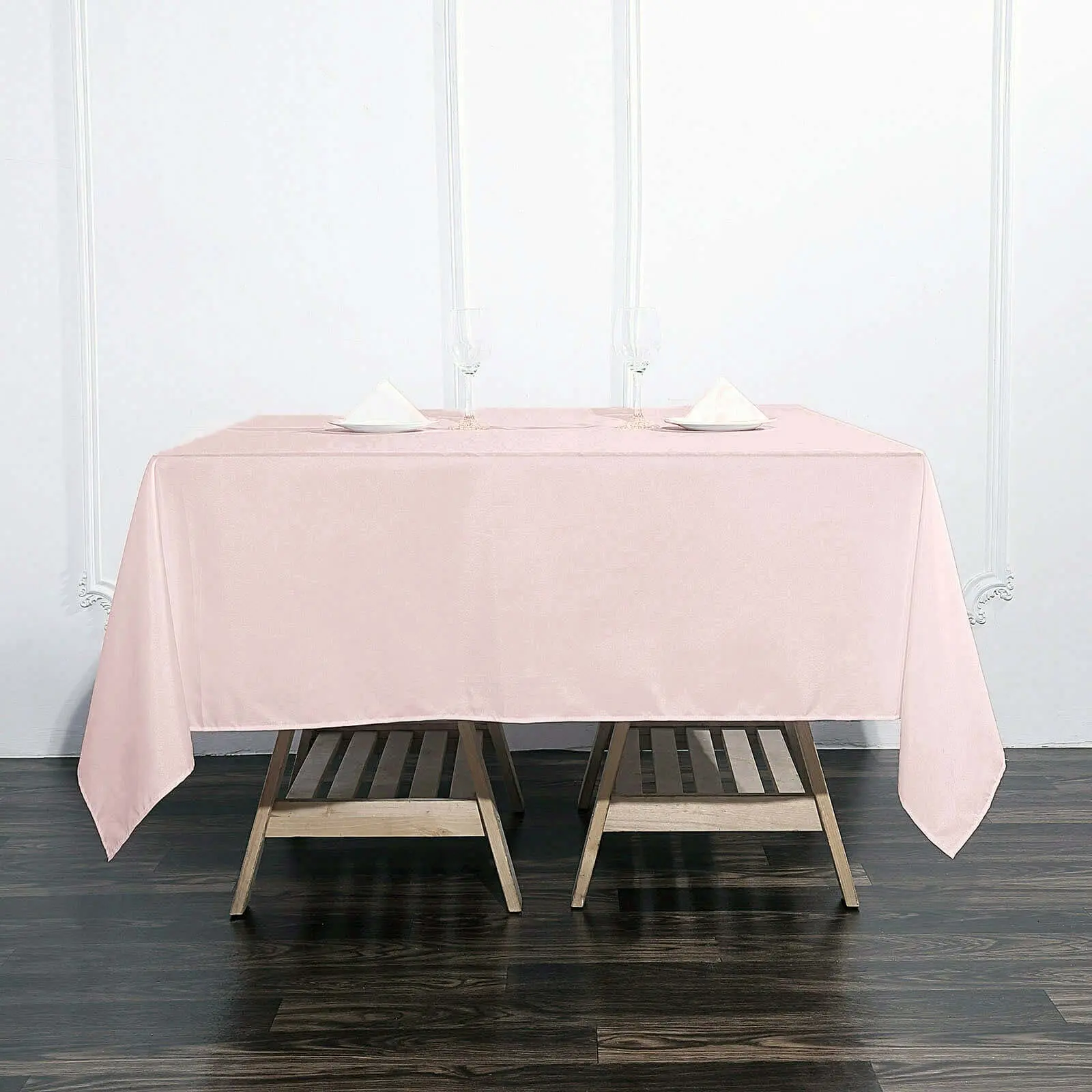 Polyester Square Tablecloth 90"x90" Blush - Wrinkle-Resistant & Durable Table Cover