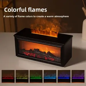 3D Fireplace Humidifier - Realistic Flame Effect Aromatherapy Diffuser with 7 LED Lights & Auto Shut-Off