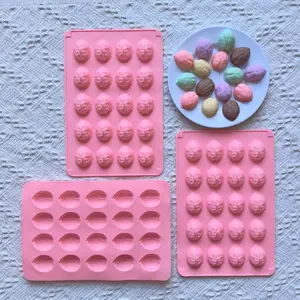 3pcs 20-Cavity Walnut-Shaped Silicone Molds, DIY Chocolate Candy Pudding Dessert Cake Decoration Insert Baking Mold