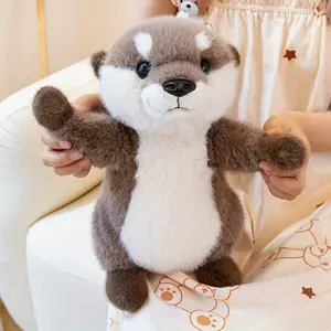Cute Otter Plush Stuffed Animal - Soft Polyester Hugging Toy with Brown & White Fur, Black Eyes & Paws, Perfect Gift for Girlfriend, Stuffed Animals for Girls, Plush Figures, Stuffed Otter, Hugging Plushie, Playful Design, Durable Stuffed Animal
