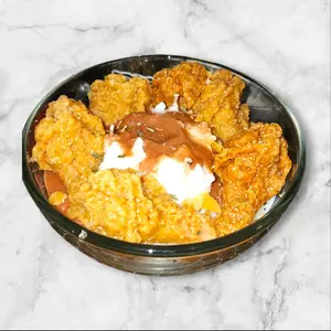 Chicken and Mash Candle - As shown in the Image featuring Fried Chicken with Mash and Sauce in a Bowl Decor Decoration