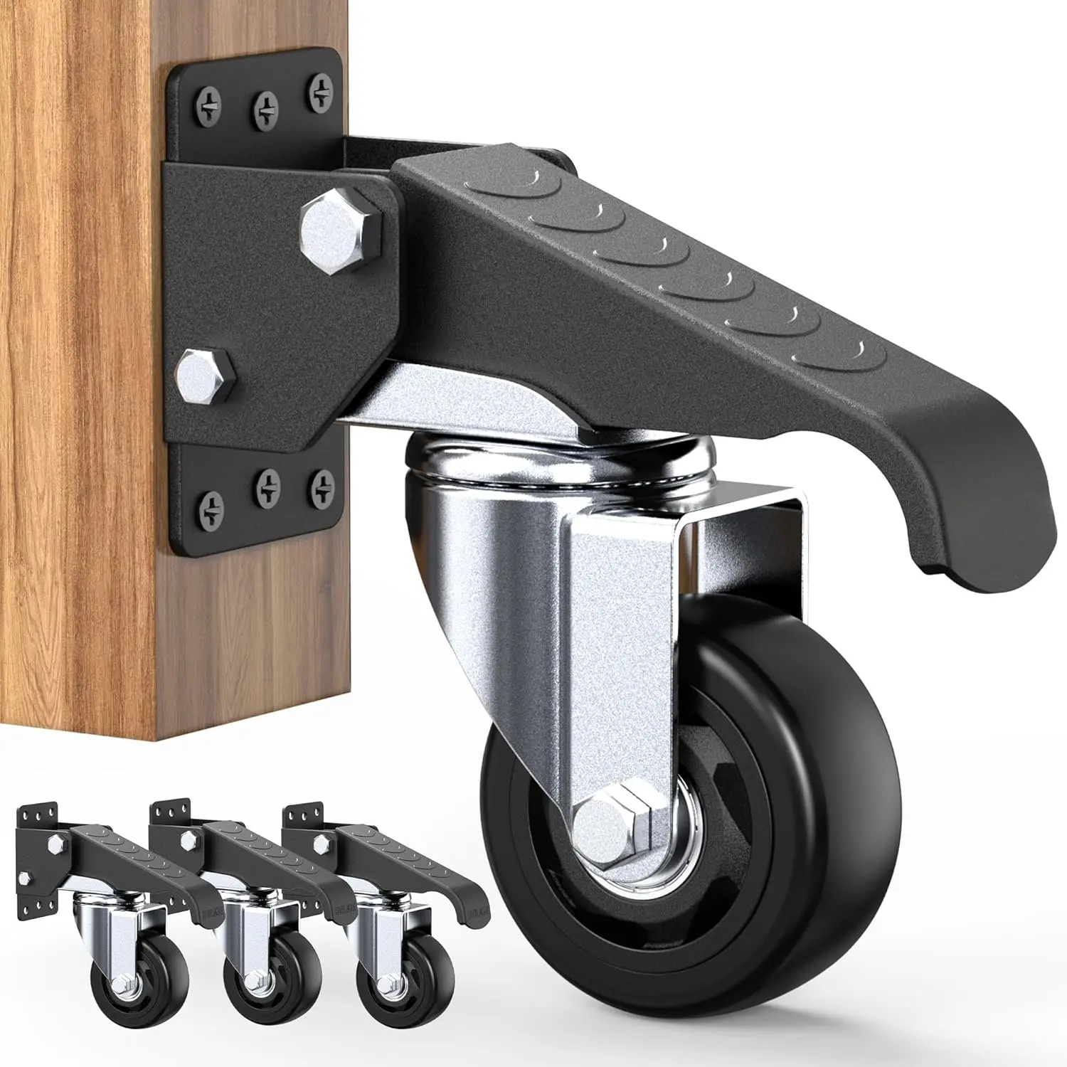 Heavy Duty Workbench Casters 3 Inch Retractable Casters with Lifting and Lowering Function 360? Rotation Ideal for Workbenches or Other Equipment Maximum Load of 1100 lbs
