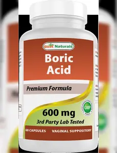 Best Naturals Boric Acid Vaginal Suppositories - Made in USA - USP Medical Grade Fine Powder, Easy Dissolve, Third Party Tested - 60 Count