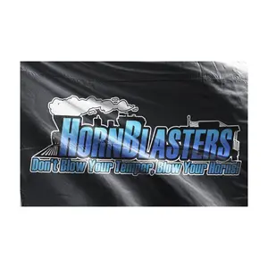 HornBlasters Black Train Logo Flag 58" x 34" Double Grommet Full Color Print Outdoor Display Flag (ONE SIDED) HornBlasters Black Train Logo Flag 58" x 34" Double Grommet Full Color Print Outdoor Display Flag (ONE SIDED)