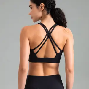 Colorfulkoala Dreamlux Stylish Square Neck Sports Bra with Removable Padding, Quick-Dry & Breathable Fabric Cross Back Straps