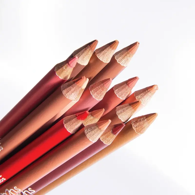 Wooden Lip Pencil Lipliner Smooth Long-Wear Lip Enhancer for Sculpted Pout - Precise Creamy Blendable Smudge-Resistant Makeup Liner