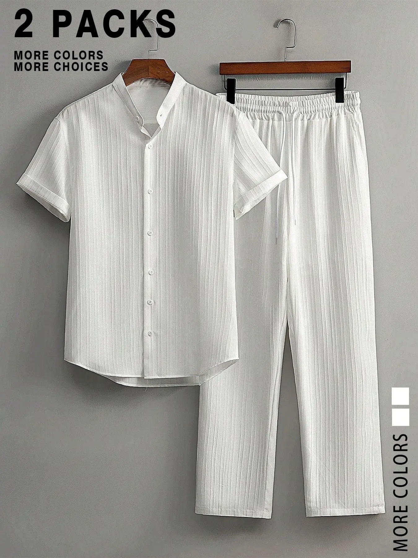 Men's Solid Plain Top & Pants Two-Piece Set, Regular Fit Casual Comfy Shortsleeve Top & Trousers for Daily Wear, Men's Two-piece Clothes for All Seasons