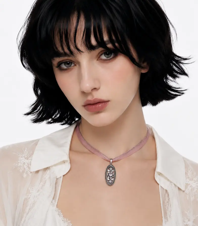Vintage Retro Classic Statement Necklace for Women, Dainty Costume Jewelry with Ribbon Bow and Floral Oval Pendant for Daily Wear, Dainty Choker Necklace, Bow And Ribbon Necklaces