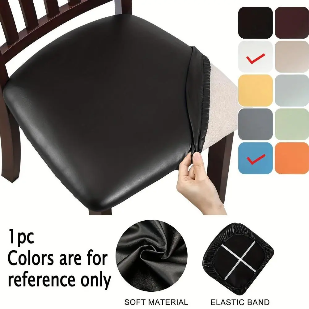 1pc dining chair slide cover leather chair cover soft cushion chair cover kitchen restaurant hotel home decoration chair cover Elastic Slipcover Chair Slipcovers Protector Stretch Chair Slipcovers