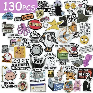 130PCS Funny Saying Sticker Pack, Sarcastic Bold HumorVinyi Waterproof Meme stickers forlaptop, water bottle, prank meme hilarious sticker pack, scrapbook supplies