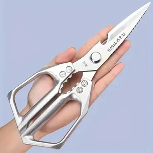 Multi-Function Heavy Duty Kitchen Scissors Sharp 304 Stainless Steel Silver Cooking Shears for Chicken Meat Fish Poultry Kitchenware Food Cutting