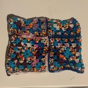 Scrap Yarn Granny Square Beanie - Colorful Boho Beanie with Colorful Embroidery, Small Fitting, No Lace or Knit Design