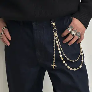 Men's Hip Hop Punk Pants Chain Edgy Long Metal Chain Accessory for Jeans Streetwear with Interlocking Links Functional Clasp Street Culture Inspired Silhouette