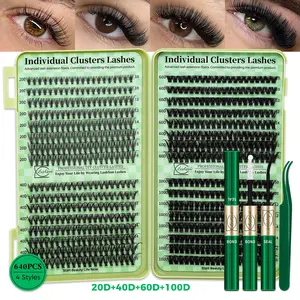 Lashsun 2522 PCS Cluster Eyelash Set Cosmetic Lash Extensions Fluffy Lash Clusters D Curl 14 Styles Cat/Wispy/Manga/Volume/Bottom/Spike Lashes, Kit with Bond&Seal Lash Remover Lash Applicator, Perfect for Beginners&Proficient, DIY at Home Easily