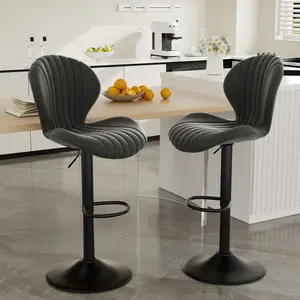 Kerilyn Bar Stools Set of 2 Modern Swivel Bar Chairs, Barstools Counter Height with High Backrest, Easy 3-5 Minute Assembly for Bar, Kitchen, Dining Room Black