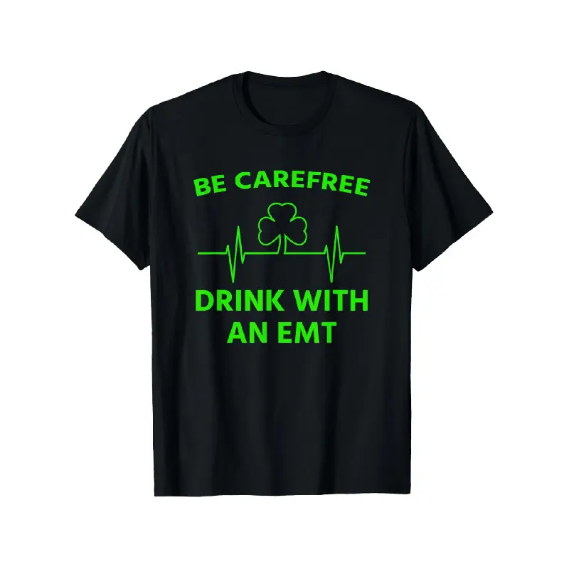 Oversized Vintage St. Patrick's Day EMT Graphic T-Shirt, Soft Cotton Shortsleeve Round Neck Streetwear for Men & Women