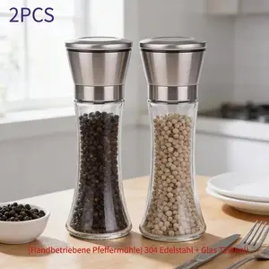 Premium Stainless Steel Salt & Pepper Grinder Set, Adjustable Ceramic, High Glass Spice Mill, Kitchen Grinders, Enhance Cooking Experience