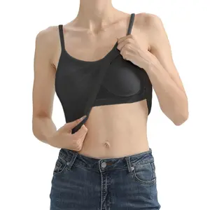 Women's Minimalist Sleeveless Scoop Neck Camisole with Built-in Bra, Adjustable Thin Straps, Plain Style 3-Pack Basic Layering Tank Tops for Everyday Outfits, Women's Clothes (Pink, Apricot, Black, White, Grey)