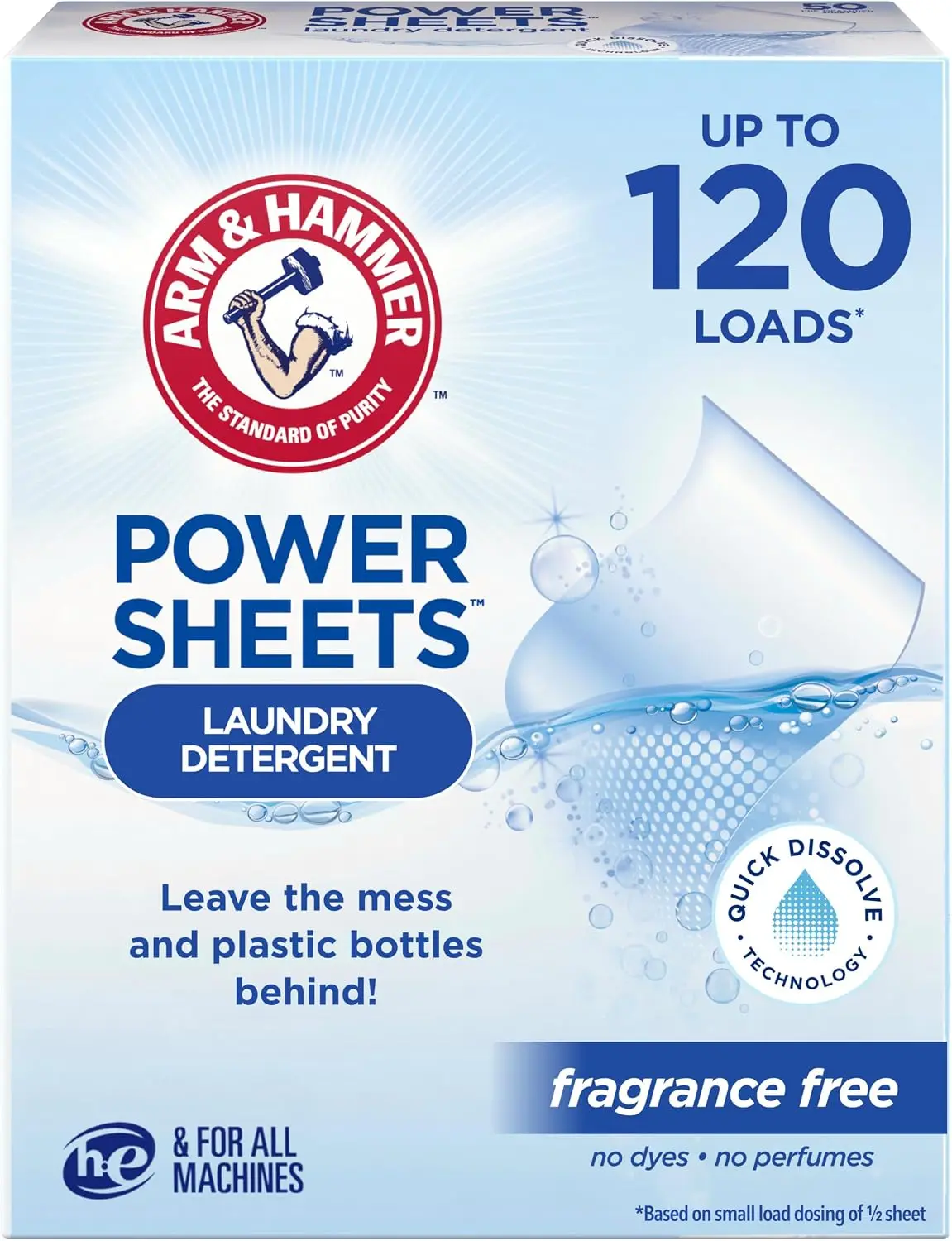 Baby Laundry Detergent Sheets Pack - Fragrance-Free, Dye-Free, Concentrated, Lightweight, Travel-Friendly, 60-Count, Up to 120 Small Loads, Suitable for Medium Loads