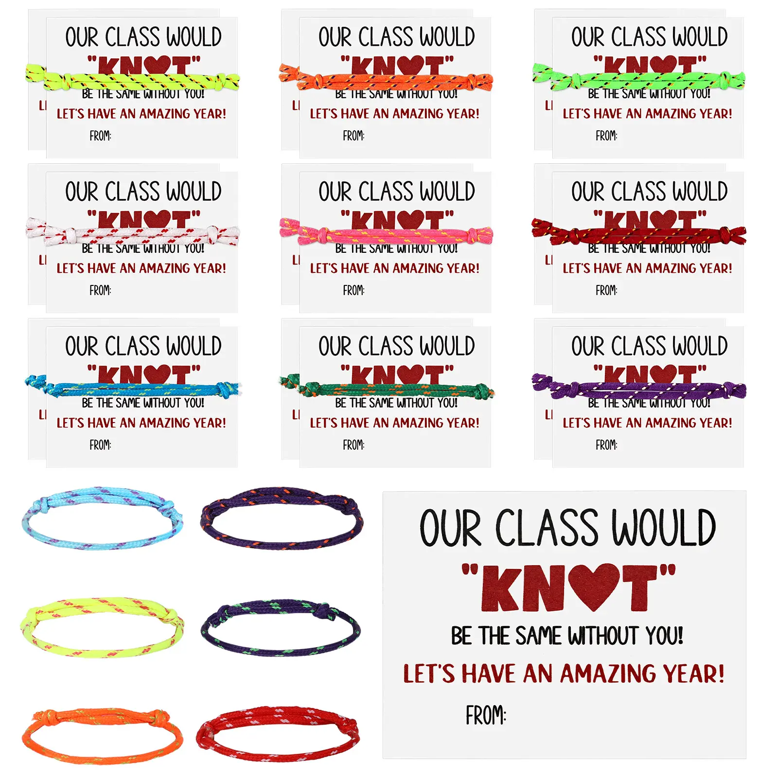 24/48Sets Back to School Gifts Bracelets for Students, Welcome Party Favors Friendship Bracelets Bulk First Day of School Party Goodie Bags Fillers with Cards for Kids Kindergarten Elementary Primary School Supplies, Classroom Rewards, 2026-2027 Keepsakes