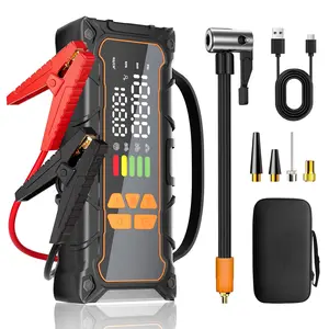 Jump Starter with Air Compressor 4000A 12V car battery booster Jumper Portable 7.0L Gas 6.0L Diesel 160PSI Tire Inflator 10000mAh Jump Box Car Battery Jump Starter, Jumper Cables, LED Light，multifunctional Car Repair Tool Car Tool Kit Automotive Tool Kit