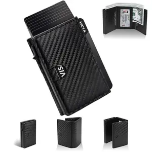 Upgrade Mens Wallet,Slim Minimalist 6-9 Card Capacity RFID Blocking Bifold Wallet,Credit Card Holder Wallet with ID Window Cash Slot ( Black )
